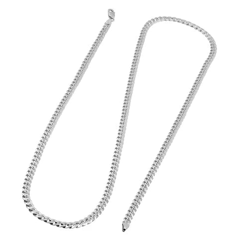 4.45 mm sterling silver flat curb chain necklace, full necklace