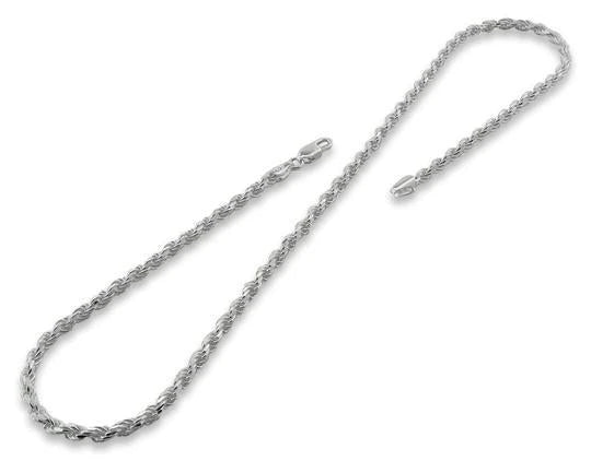3.2 mm sterling silver rope chain necklace, full necklace