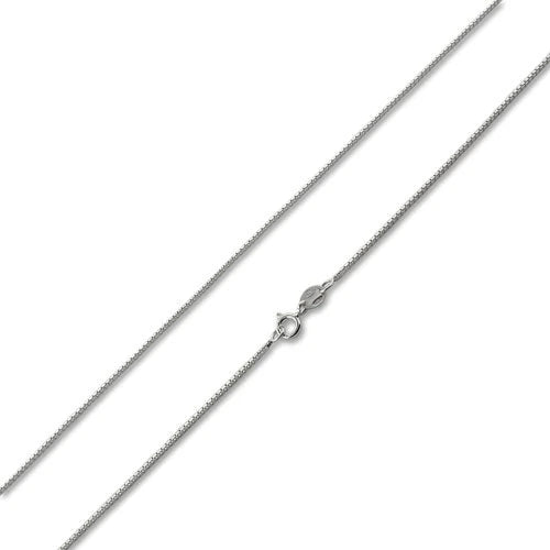 1.1 mm sterling silver box chain necklace, links and clasp