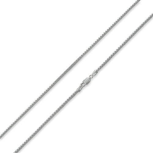 1.45 mm sterling silver box chain necklace, links and clasp