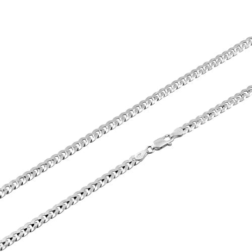 4.45 mm sterling silver flat curb chain necklace, links and clasp