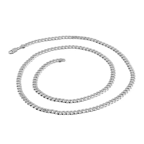 6.5 mm sterling silver flat curb chain necklace, coiled necklace