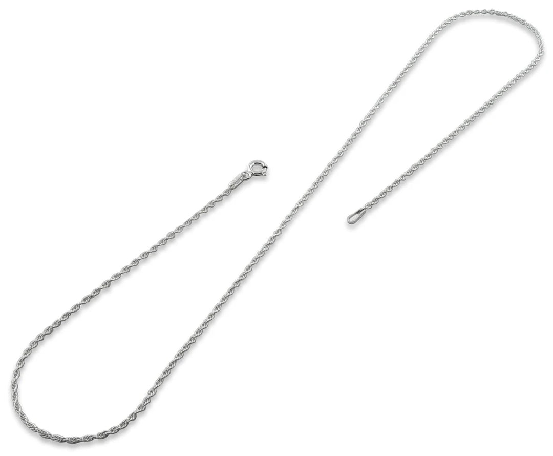1.3 mm sterling silver rope chain necklace, full necklace