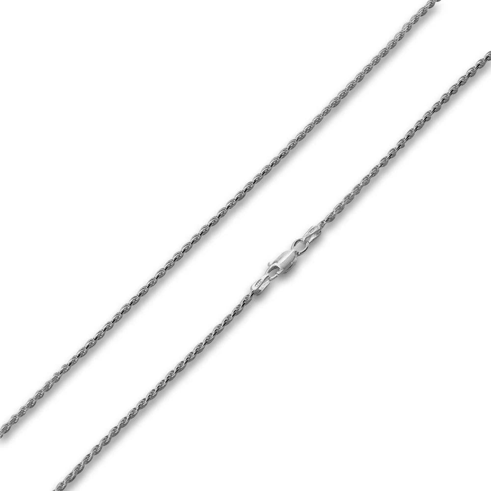 1.8 mm sterling silver rope chain necklace, links and lobster clasp