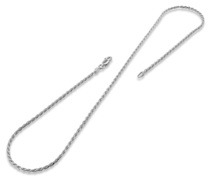 1.8 mm sterling silver rope chain necklace, full necklace