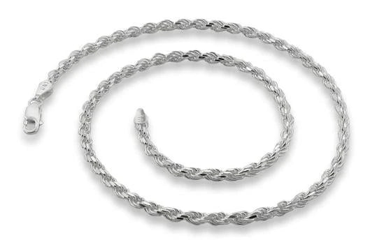3.2 mm sterling silver rope chain necklace, coiled necklace