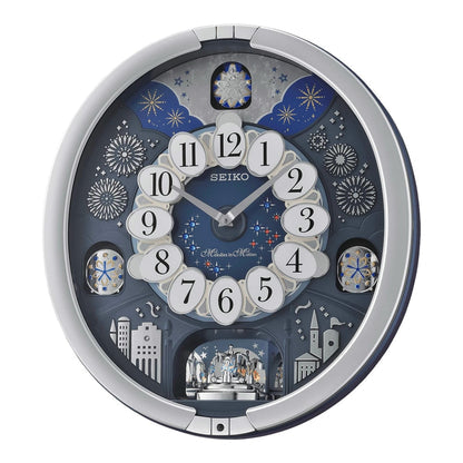 Seiko QXM379SRH Glittering Starry Night clock front view