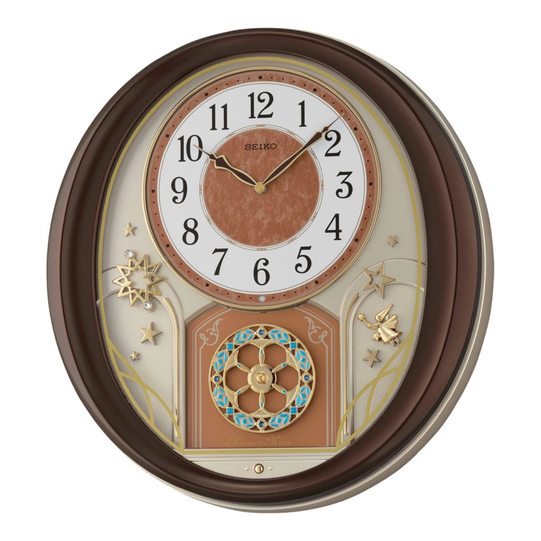 Seiko QXM357B Warm Summer Stars musical wall clock front view