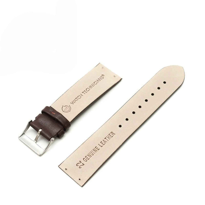 Skagen Genuine Brown Leather Watch Strap/Band w/set of 4 screws - Watch Technicians Store