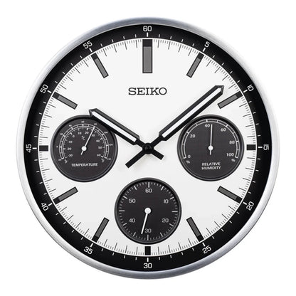Seiko QXA823SLH silver sport wall clock detail view