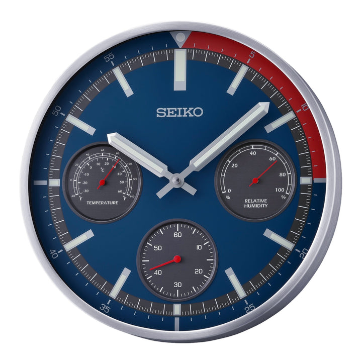 Seiko QXA822SLH Shelby red white blue wall clock front view