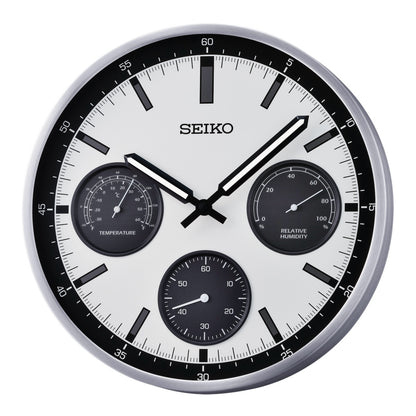 Seiko QXA823SLH silver sport wall clock front view