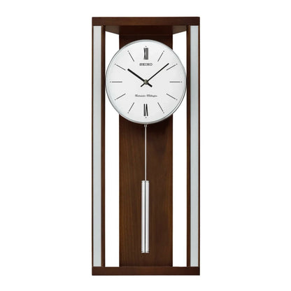 Seiko QXH068BLH chime pendulum wall clock front view
