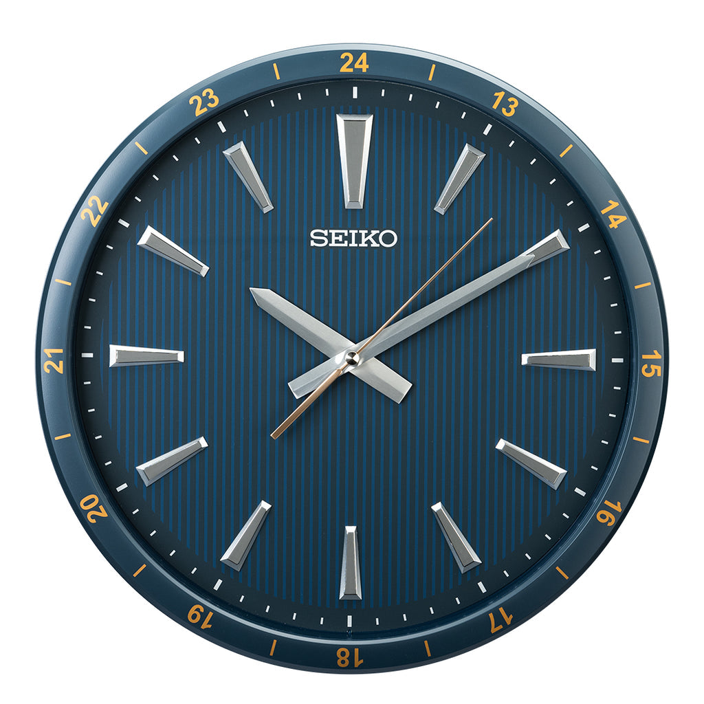 Seiko QXA802LLH blue Heritage quiet sweep wall clock front view