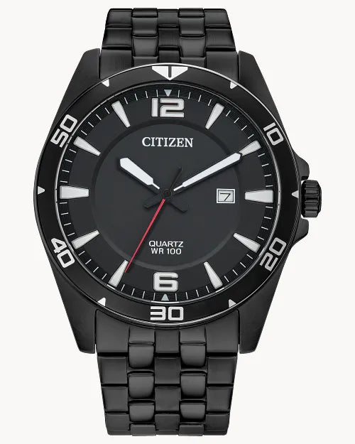 Citizen BI5055-51E black quartz watch front view
