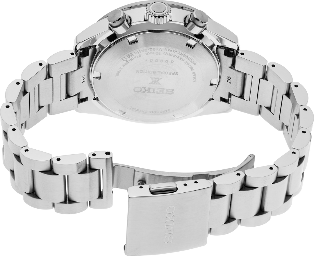 Seiko SSC929 Prospex Speedtimer caseback and bracelet