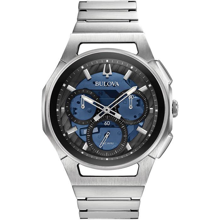 Bulova CURV 96A205 blue dial high-performance quartz chronograph