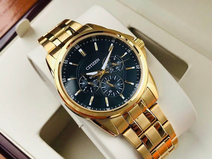 Citizen AG8342-52L gold-tone chronograph watch lifestyle view