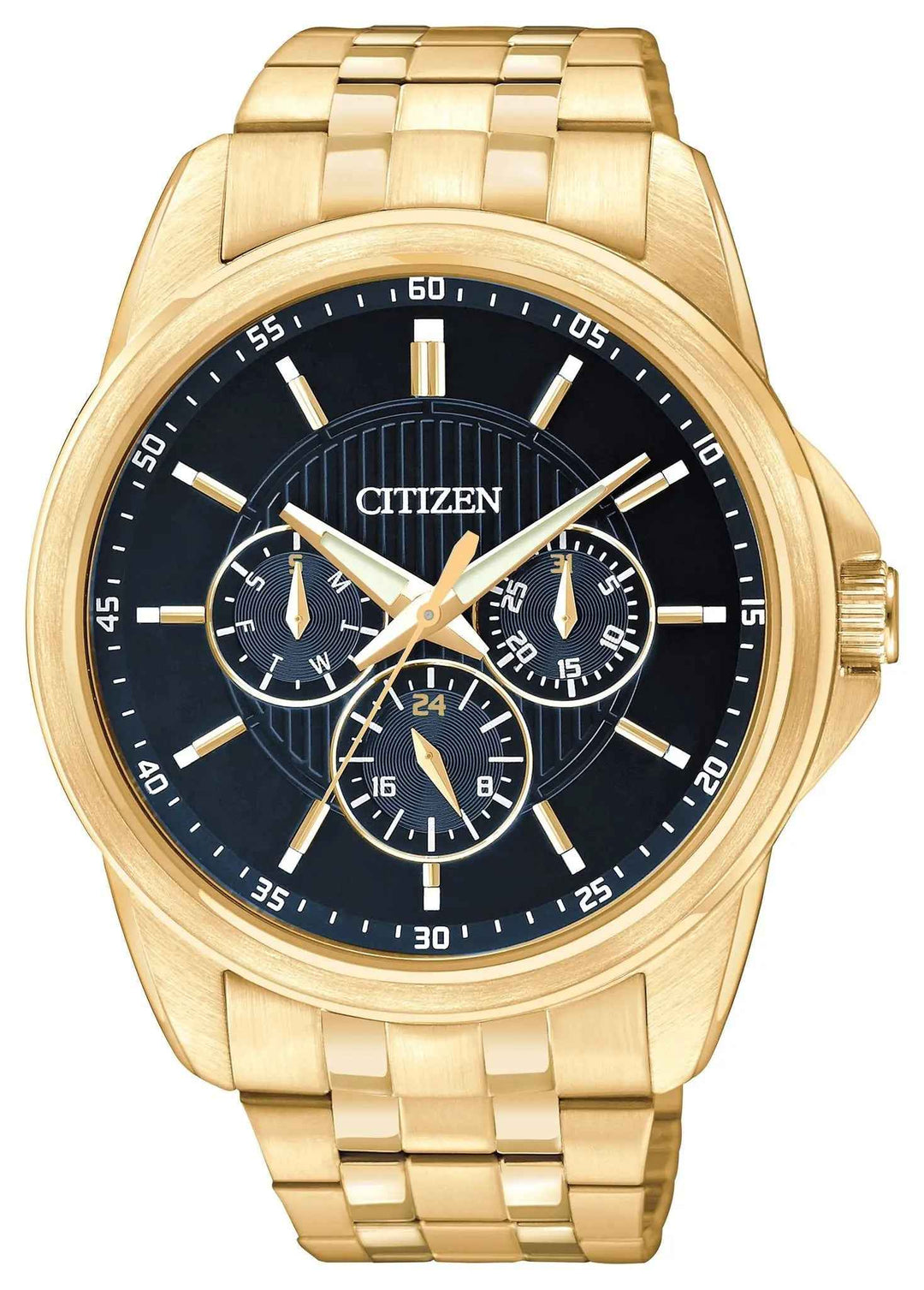 Citizen AG8342-52L gold-tone chronograph watch with blue dial