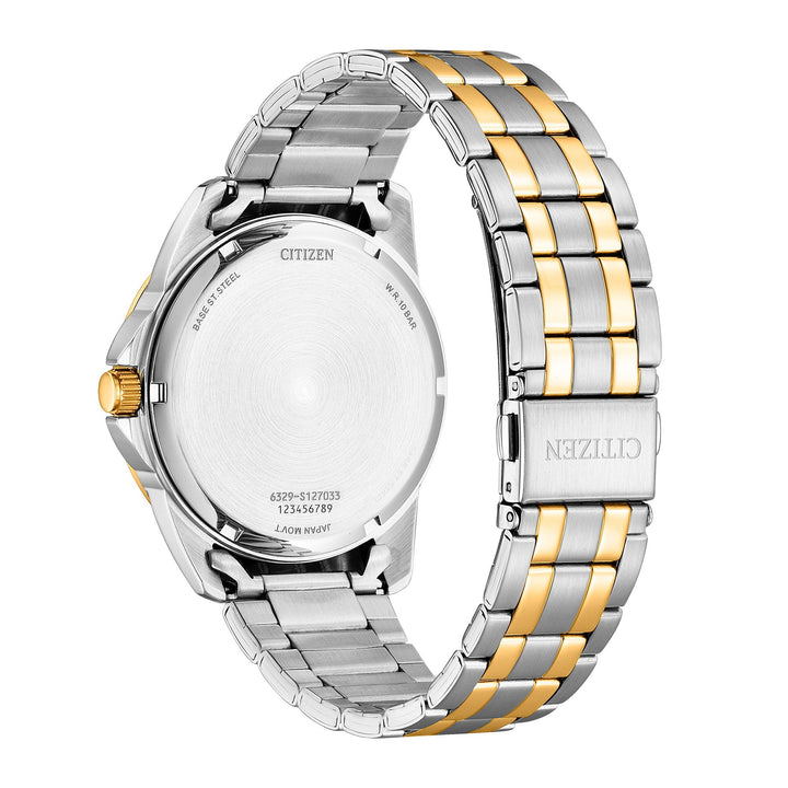 Citizen AG8346-51A two-tone quartz watch case back and bracelet