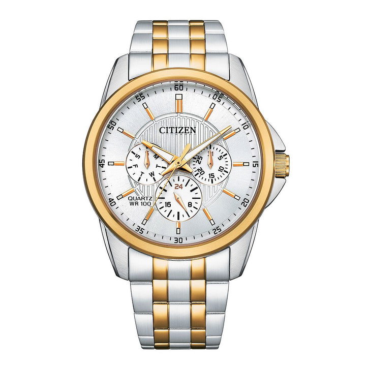 Citizen AG8346-51A quartz two-tone multifunction watch front view