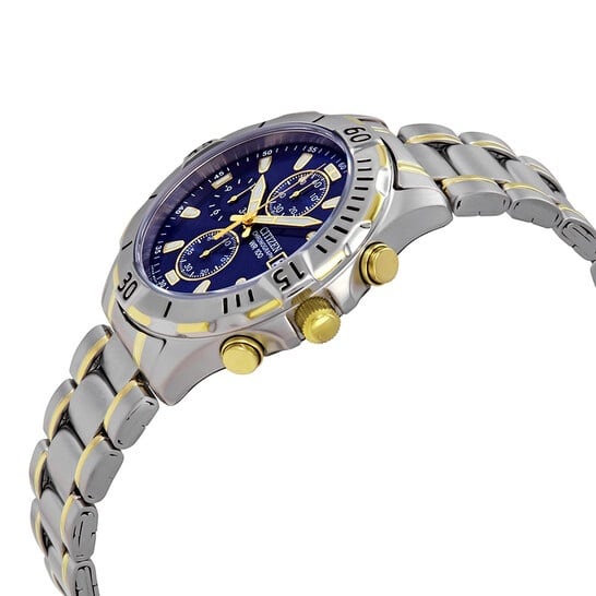 Citizen AN3394-59L blue dial two-tone chronograph watch, product view 3