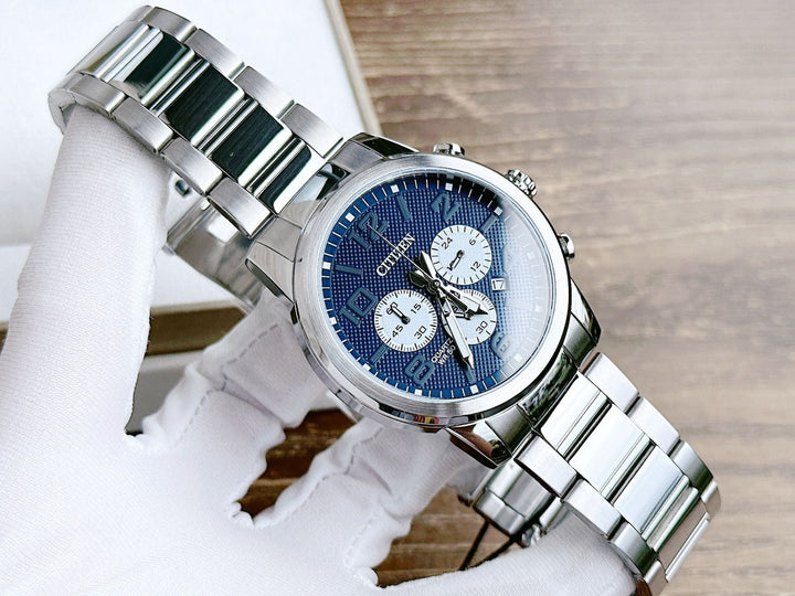 Citizen AN8050-51M stainless steel quartz chronograph wrist view