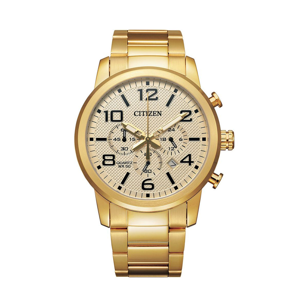 Citizen AN8052-55P quartz gold-tone chronograph watch front view