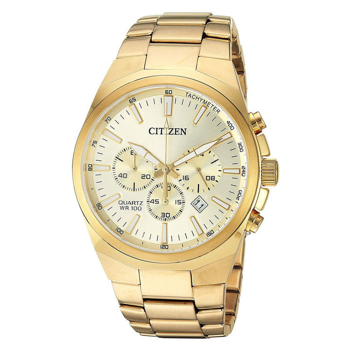 Citizen AN8172-53P gold-tone chronograph watch, front view