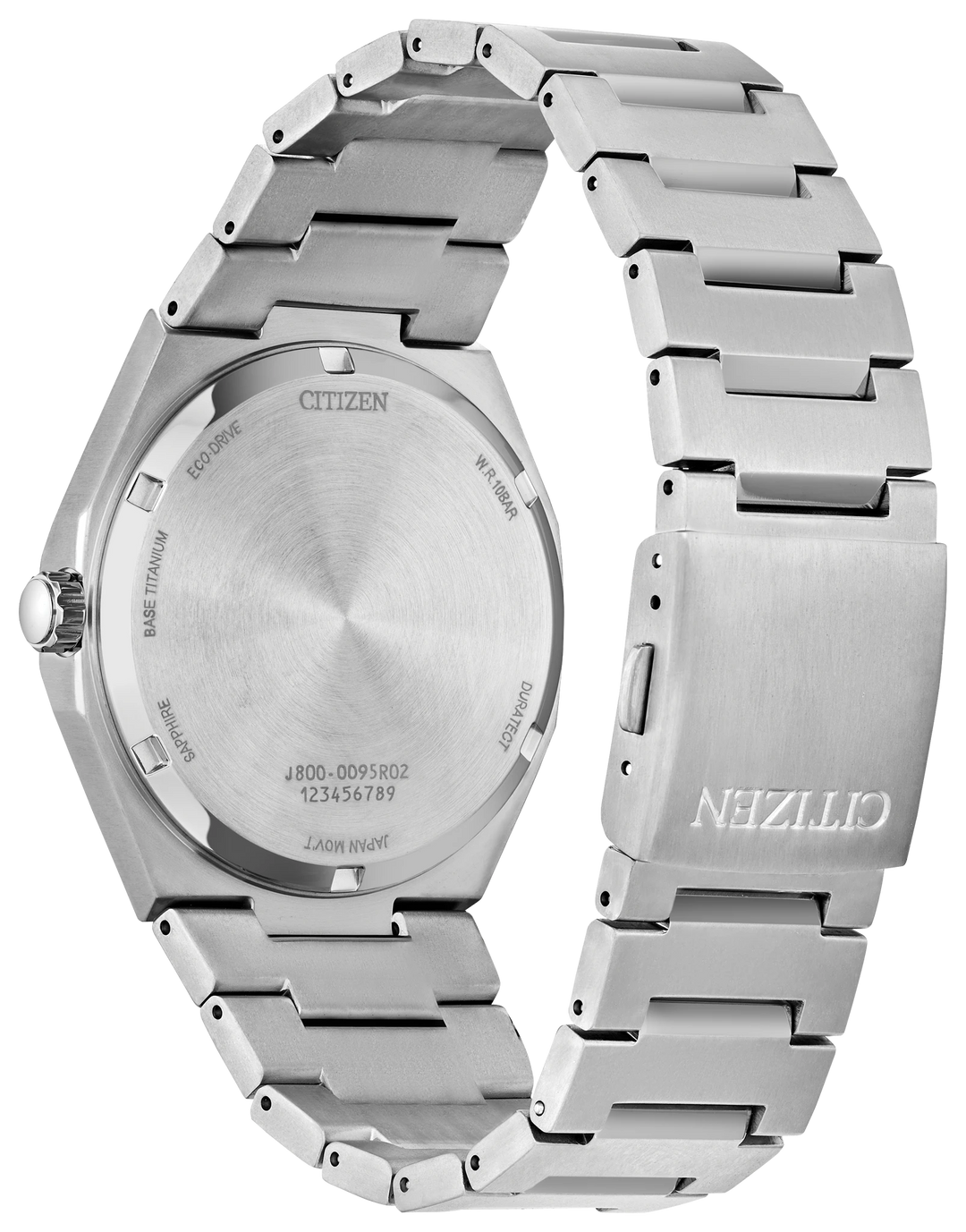 Citizen AW0130-85X Zenshin Super Titanium watch caseback and bracelet