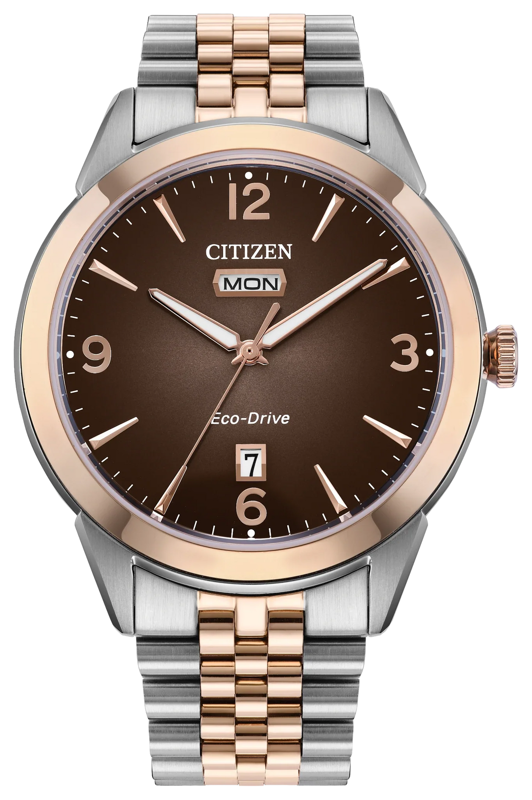 Citizen AW0156-57X Rolan Eco-Drive brown dial front view