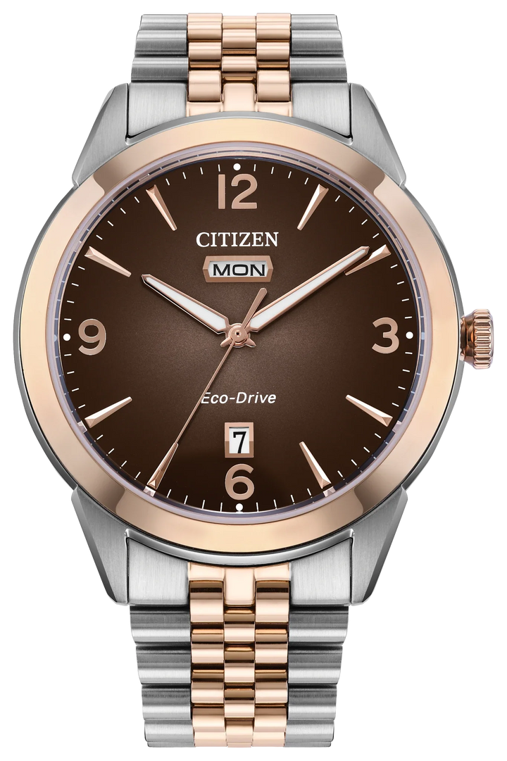 Citizen AW0156-57X Rolan Eco-Drive brown dial front view