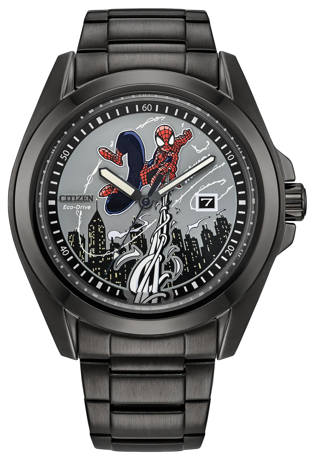 Citizen AW1437-61W Spider-Man Swings Eco-Drive watch front view