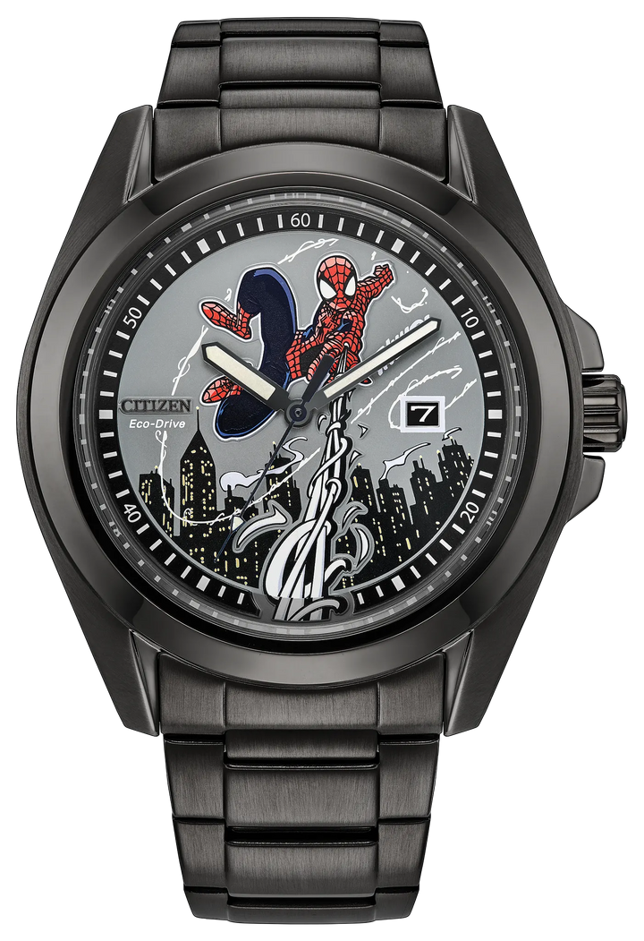 Citizen AW1437-61W Spider-Man Swings Eco-Drive watch front view