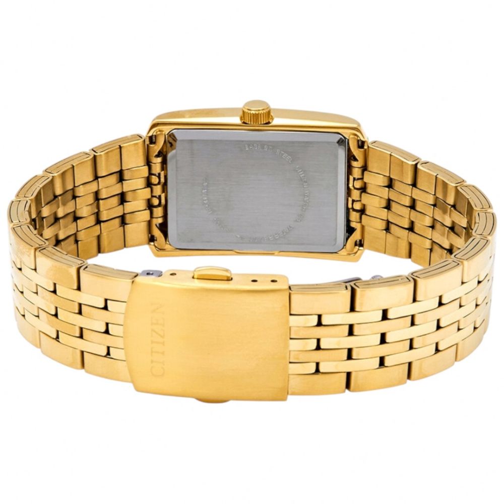 Citizen BH1673-50E rectangular watch caseback and gold-tone bracelet