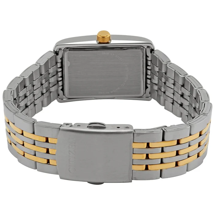 Citizen BH1678-56E rectangular watch caseback and two-tone bracelet