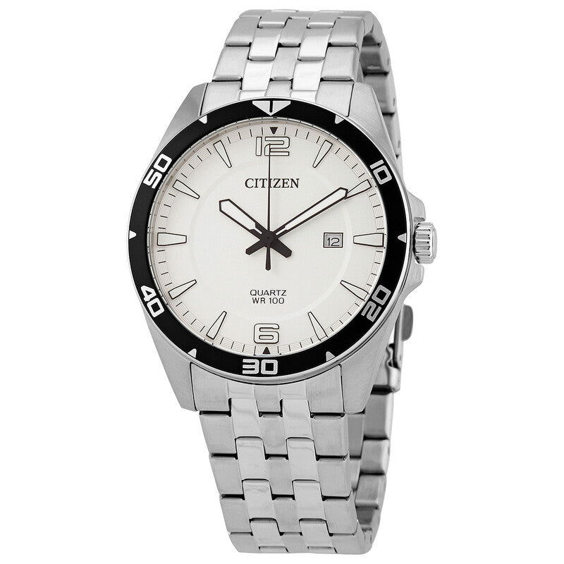 Citizen BI5051-51A quartz white dial stainless steel watch front view