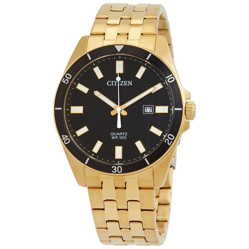Citizen BI5052-59E quartz black dial gold-tone watch front view