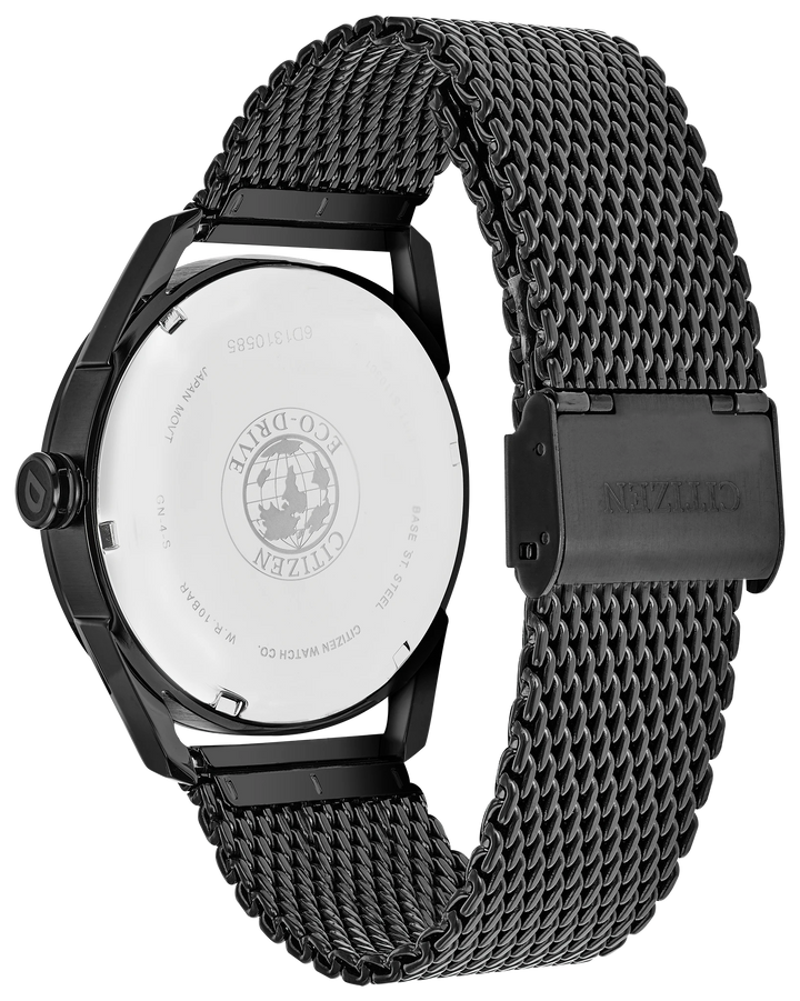Citizen BM6988-57E Sport Casual Eco-Drive watch caseback and mesh bracelet