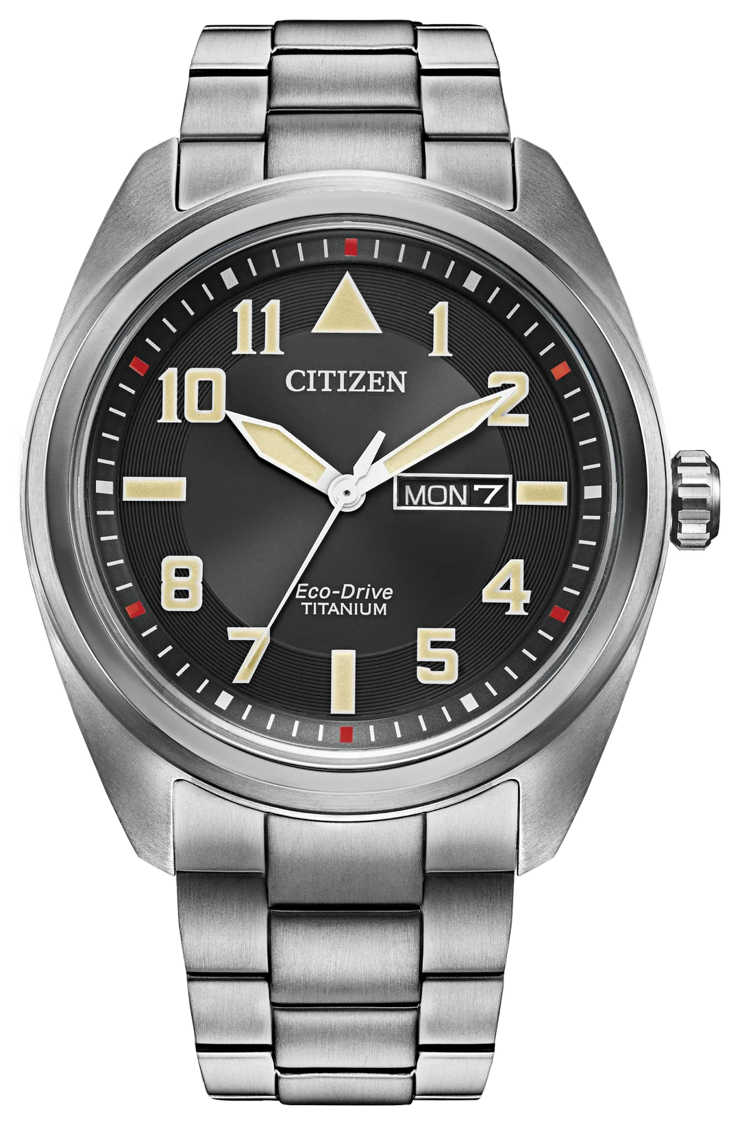 Citizen BM8560-53E Garrison Eco-Drive Super Titanium black dial watch front view