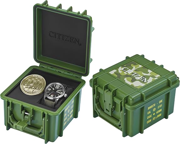 Citizen BM8570-09E military commemorative presentation set and challenge coin