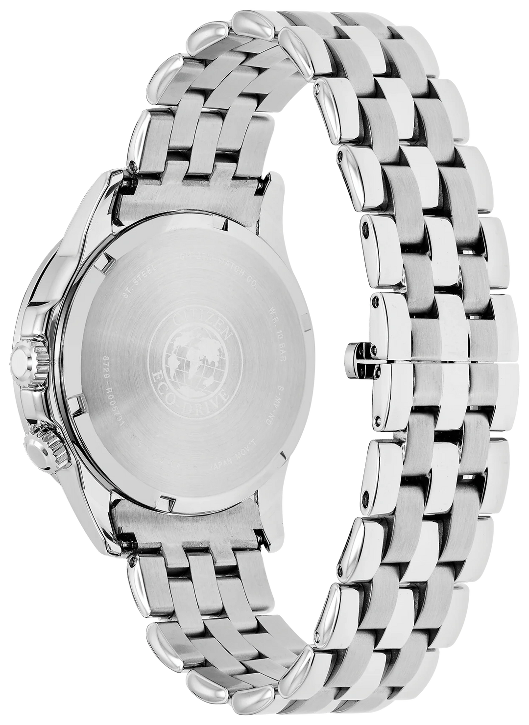 Citizen BU2021-51L Calendrier Eco-Drive stainless steel watch side profile