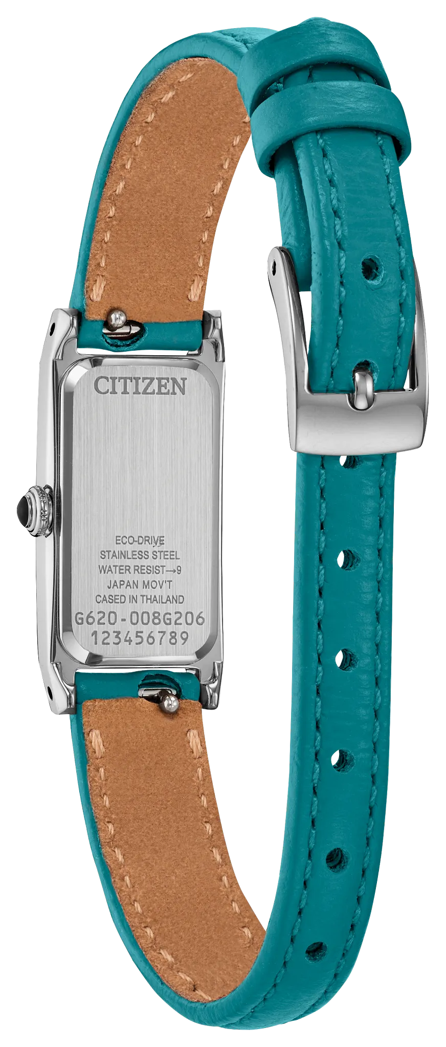 Citizen EG7120-00A Fio Eco-Drive watch caseback and leather strap