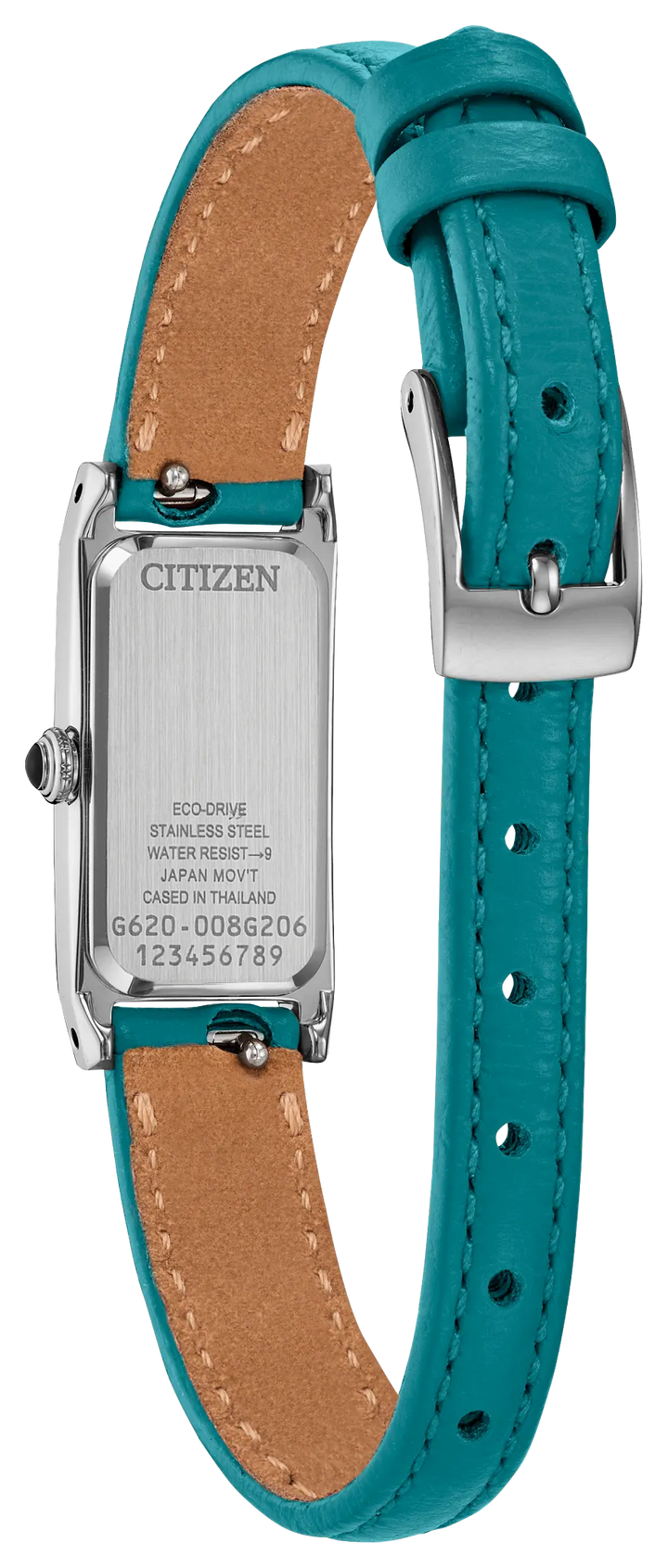 Citizen EG7120-00A Fio Eco-Drive watch caseback and leather strap