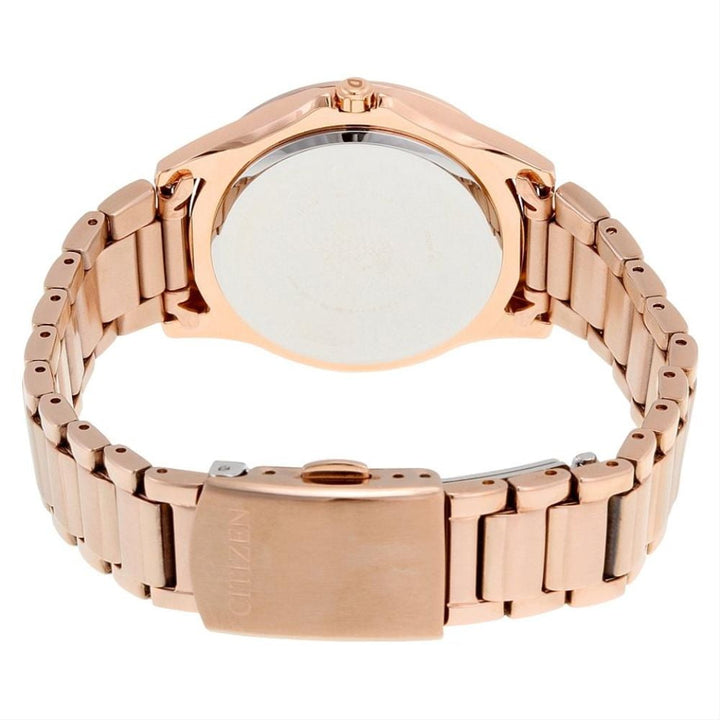 Citizen EM0233-51A pink-gold-tone bracelet and caseback view