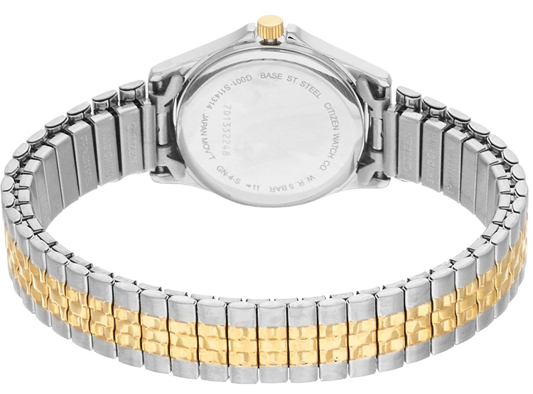 Citizen EQ2004-95A quartz watch caseback and two-tone expansion bracelet