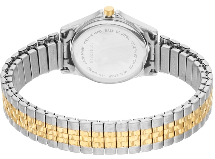 Citizen EQ2004-95A quartz watch caseback and two-tone expansion bracelet