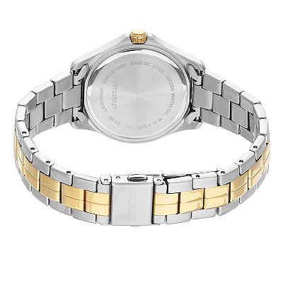 Citizen EU6084-57A quartz watch caseback and two-tone bracelet