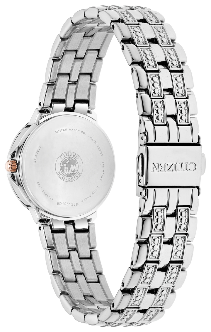 Citizen Silhouette Crystal EW2340-58A caseback and bracelet view
