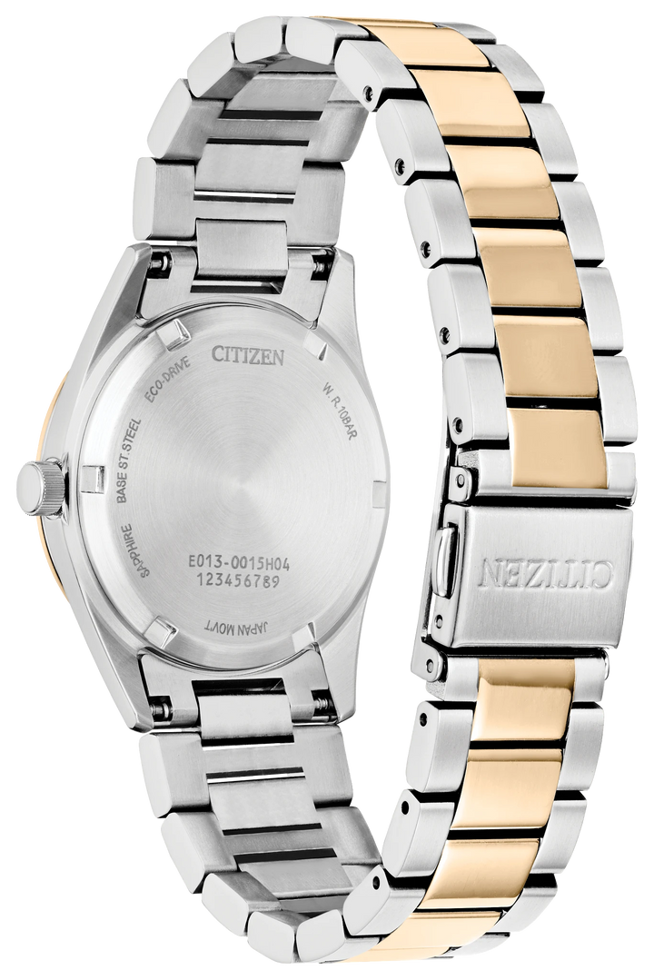 CITIZEN EW2706-58X SPORTS LUXURY caseback and bracelet view